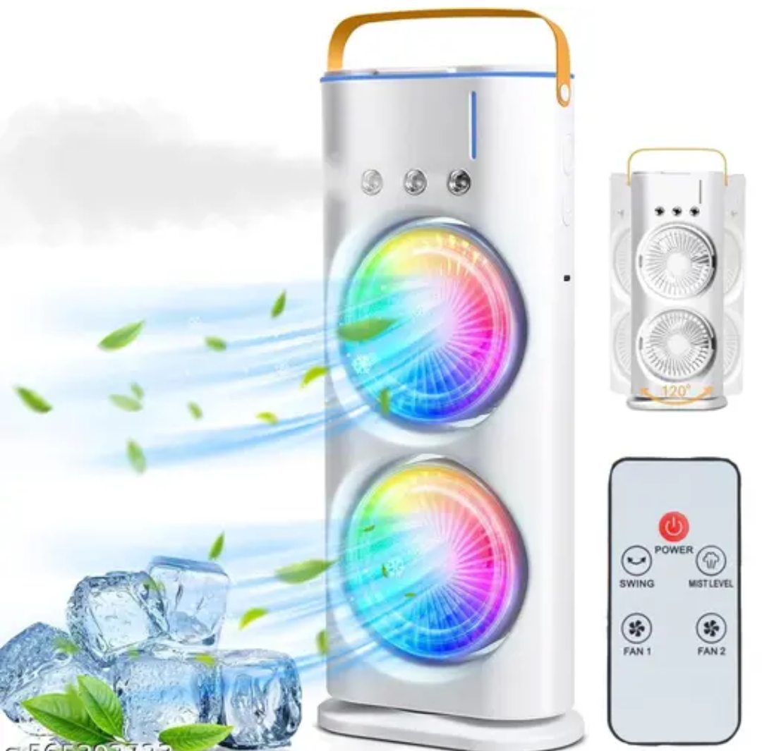 Portable Double Ended Mist Spray Fan for Summer Room Cooling, USB Rechargeable & portable.